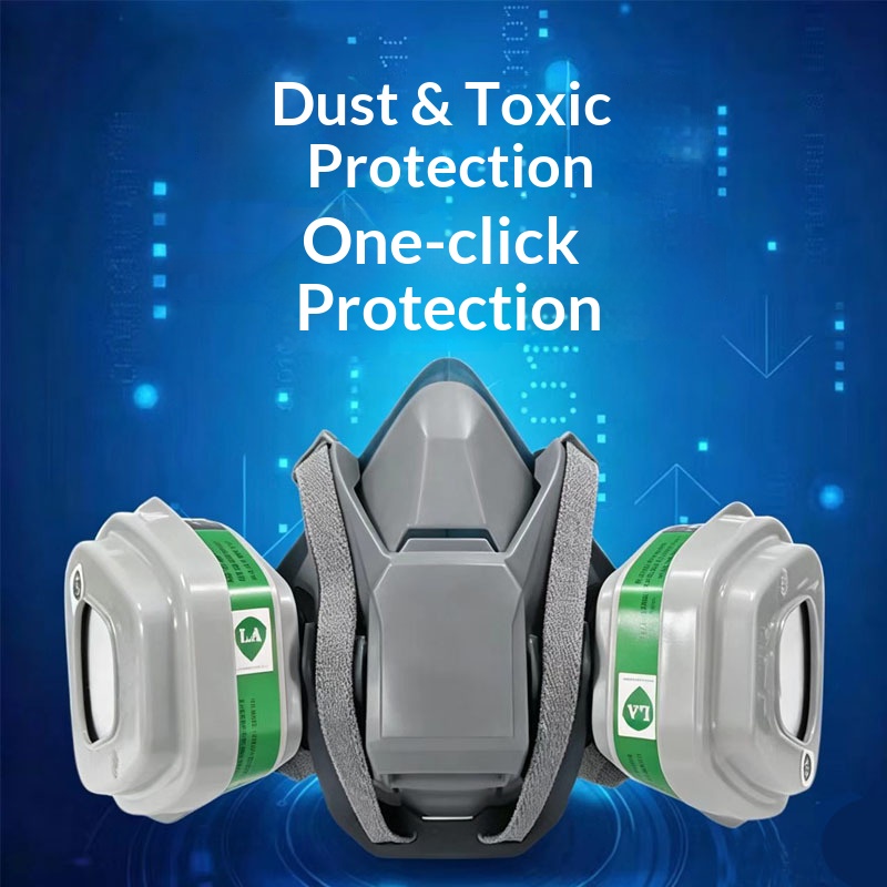 Dust Mask Construction - Silikon 6502QL Schnellverschluss-Gasmaske zum Malen, Anti-Virus,