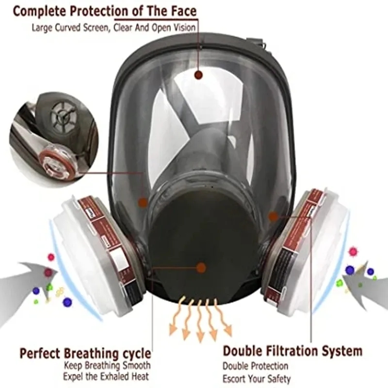 Kn95 Respirator Mask - Große Größe 6800 Gasmaske Vollgesichts-Atemschutzgerät Wiederverwendbar